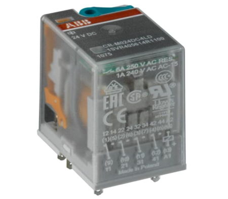 ABB 1SVR405613R1000 CR-M024DC4 Pluggable interface relay 4c/o, A1-A2=24VDC, 250V/6A