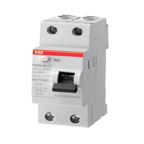 ABB 1SYF202006R1250 IN FH202 25A-30mA/AC Residual Current Circuit Breaker 2P Type AC 30 mA