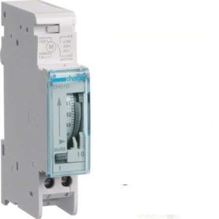 Hager EH010 daily time switch, 1 channel, 16A, 1 module, DIN rail mount timer for lighting control