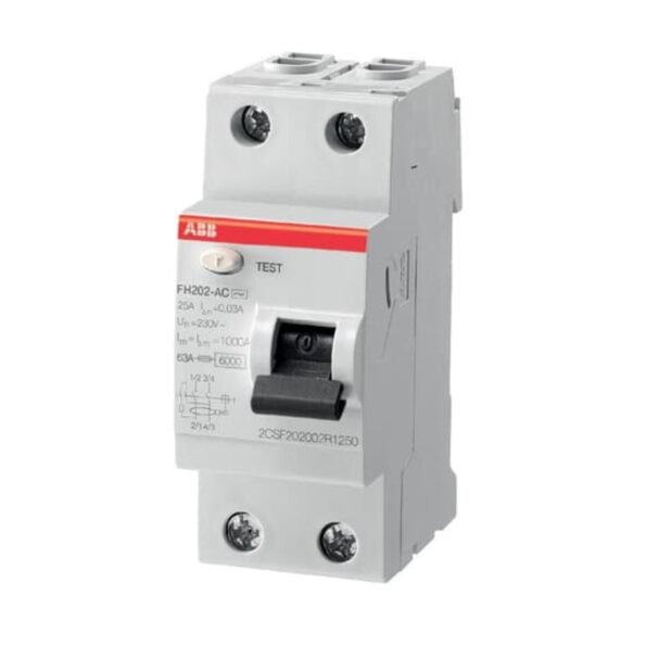 ABB 1SYF202006R2250 IN FH202 25A-100mA/AC Residual Current Circuit Breaker 2P Type AC 100 mA