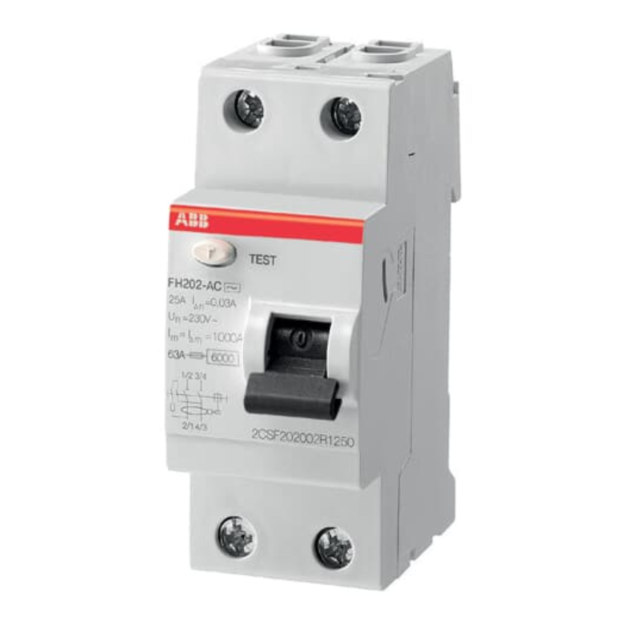 ABB 1SYF202006R2400 ABB 1SYF202006R2400 IN FH202 40A-100mA/AC Residual Current Circuit Breaker 2P Type AC 100 mA