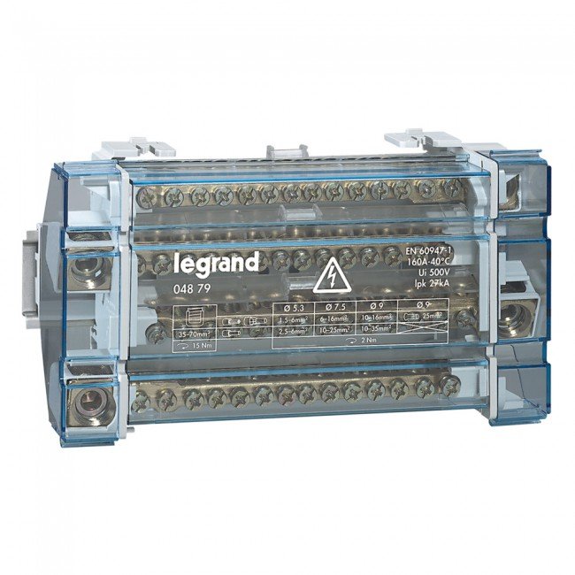 004879-LEGRAND Legrand 004879 Monobloc modular distribution block - 4P - 160 A - 15 connections
