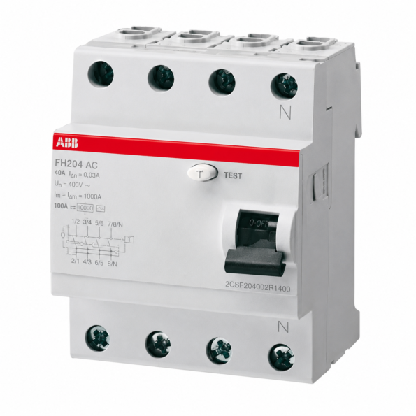 ABB FH204 AC-40/0.03 RCCB 2CSF204002R1400 4 Pole Residual Current Circuit Breaker for electrical protection systems
