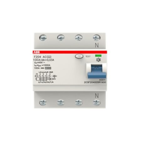 ABB 2CSF204005R1900 F204 AC-100/0.03 IEC Residual Current Circuit Breaker 4P Type AC 30 mA
