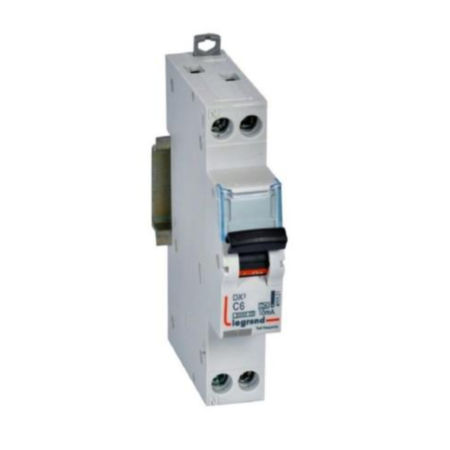 Legrand 411121 RCBO - DX³ 6000 - 6 kA - 1P+N 230 V~ - 6 A - 10 mA - A type - N left hand