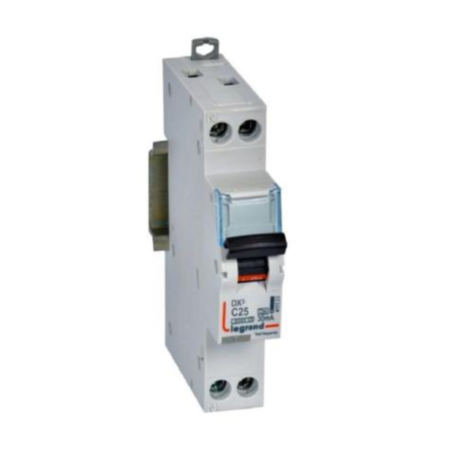 Legrand 411133 RCBO - DX³ 6000 - 6 kA - 1P+N 230 V~ - 25 A - 30 mA - A type - N left hand