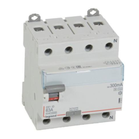 Legrand 411801 RCD DX³-ID - 4P 400 V~ neutral right hand side - 63 A-300 mA selective - A type
