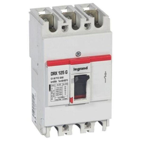 Legrand 027022 MCCB - DRX 125 - thermal magnetic - Icu 20 kA - 415 V~ - 3P - In 25 A