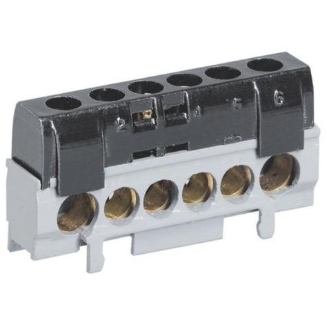 Legrad 004816 IP2X Terminal block - Phase (black) - 1 x 10 to 35mm² - 5 x 6 to 25mm² - length 62 mm