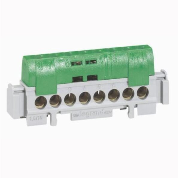 Legrand 004836 IP2X Terminal block - earth (green) - 1 x 6 to 25mm² - 21 x 1.5 to 16mm² -length 176 mm