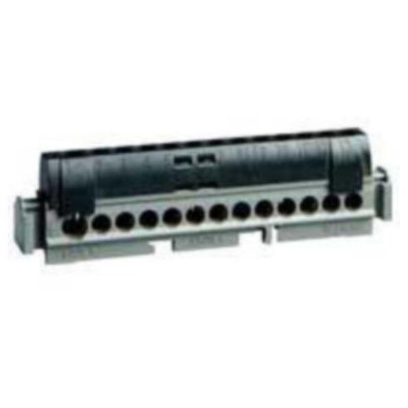 Legrand 004854 IP2X terminal block - phase (black) - 1 x 6 to 25² - 12 x 1.5 to 16² -L. 113 mm