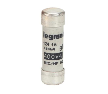 Legrand 012416 Domestic cartridge fuse - cylindrical type gG 8 x 32 - 16 A - with indicator