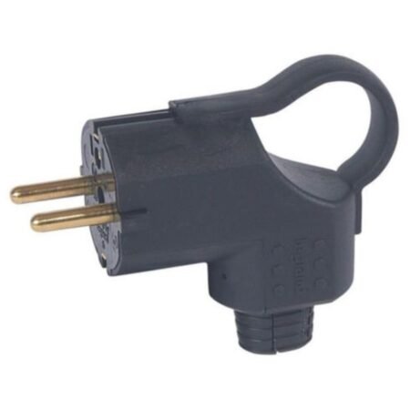 Legrand 050252 2P+E plug - 16 A - German/Fr std - rubber - side outlet + ring - bulk