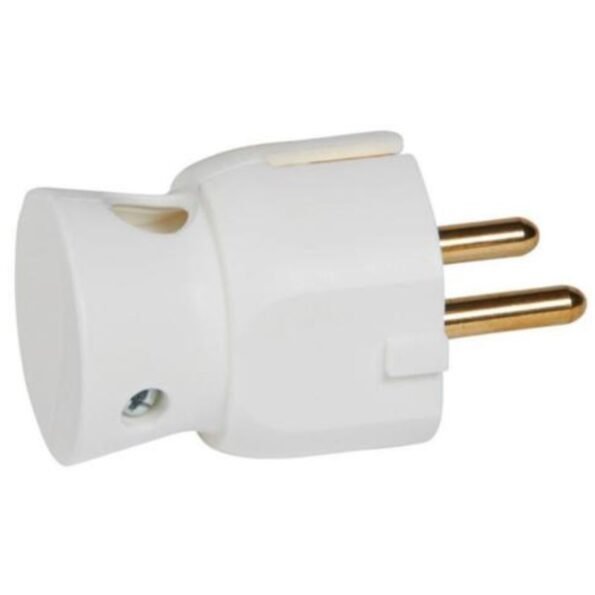 Legrand 050316 2P+E plug - 16 A - German std - plastic side outlet - white - bulk