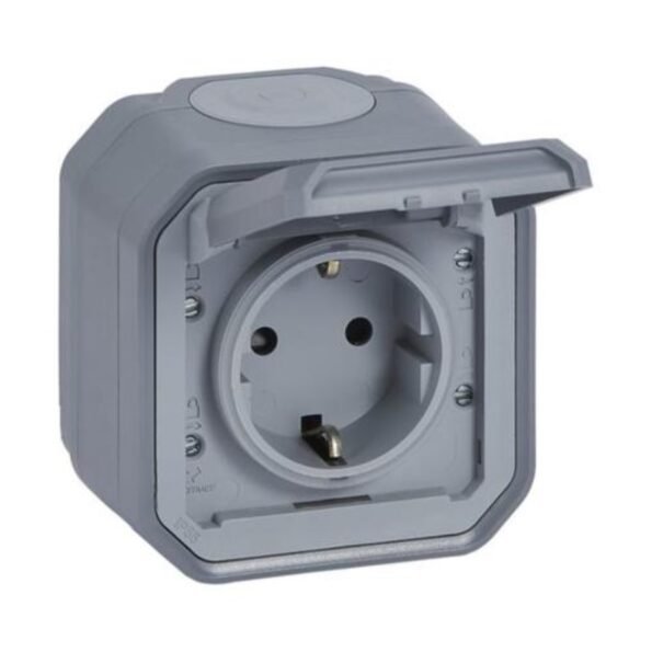 Legrand 069733 Plexo German standard socket outlet with screw terminals - grey - surface