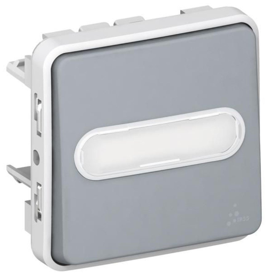 Legrand 069516 Plexo Classic rocker switch Legrand 069516 Plexo Classic rocker switch on/off illuminated label field damp room Modular Plexo 55 grey