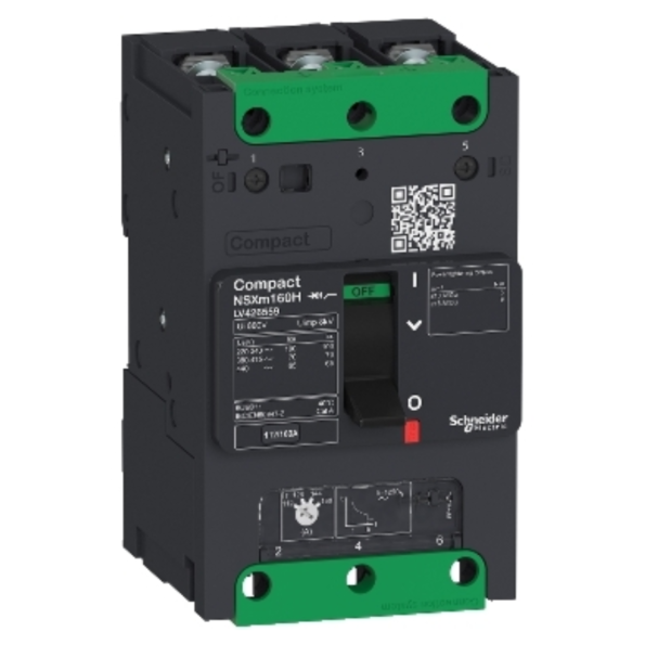 Schneider LV426255 circuit breaker Compact NSXm 63A 3P 25kA at 380/415V(IEC) compression lug