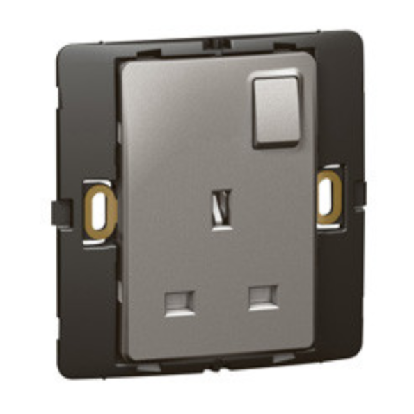 Legrand 283511 Socket Outlet Mallia - Switched - 1 Gang - 13 A - 250 V~ - Dark Silver