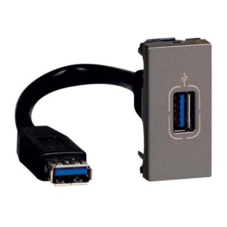 Legrand 572594 USB female 2.0 socket Arteor - preterminated - with a 15 cm cord - 1 module - magnesium