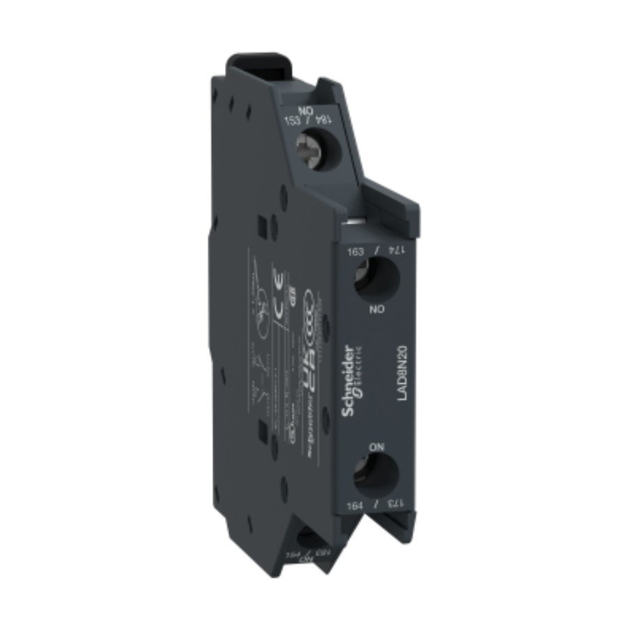 Schneider LAD8N20 Auxiliary contact block TeSys D Schneider LAD8N20 Auxiliary contact block, TeSys D, 2NO, side mounting, screw clamp terminals