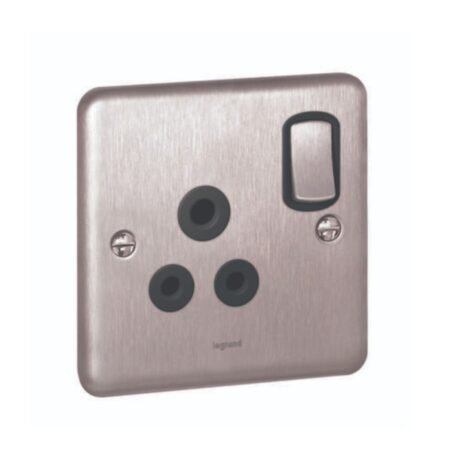 Legrand 833069 Synergy Authentic gang switched single pole socket outlet 5A Brushed Stainless stee