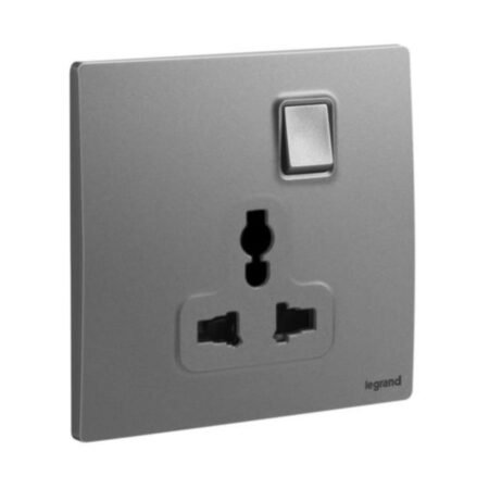 281120DS Legrand Mallia Senses - 1 gang Multistandard switched socket outlet - Dark Silver