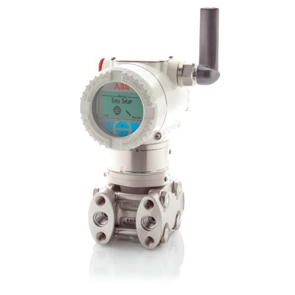 ABB 266DSH Differential Pressure Transmitter with digital display and antenna, shown on a clean white background.