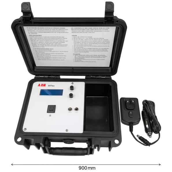 ABB UviTec UV254 Field Meter with accessories in open protective case – portable UVT and UVA water quality testing device