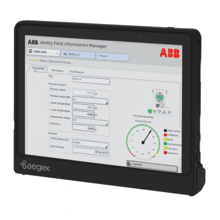 ABB Ability Smart Device Manager HART communicator interface displayed on industrial tablet for field device configuration and monitoring