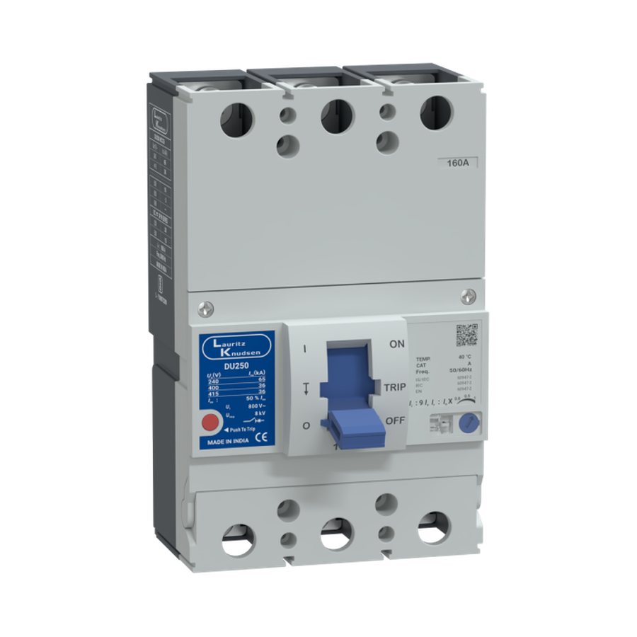 Lauritz Knudsen DU250 MCCB Lauritz Knudsen DU250 MCCB 160A 3 Pole 415V AC thermal magnetic molded case circuit breaker